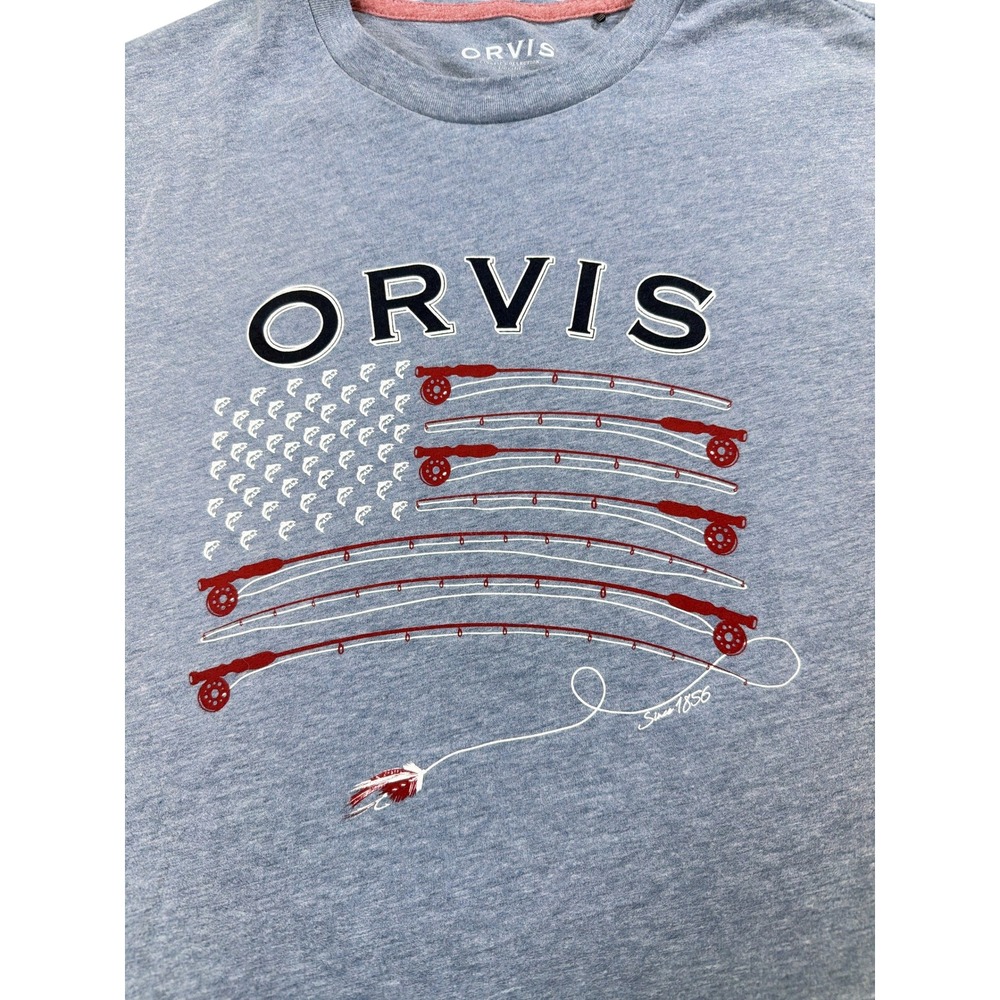 Orvis Graphic T Shirt Mens M Gray Fishing Rod Outdoor Short Sleeve Tee - Picture 5 of 6